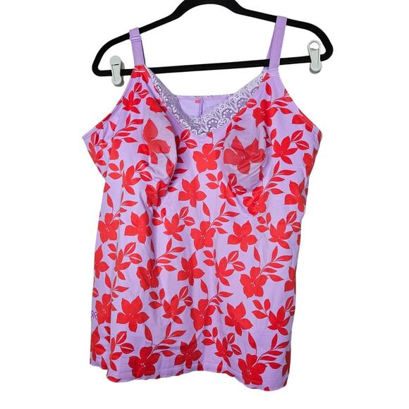 Ruby Ribbon Lace Cami 48 Purple Red Floral Sculpting Body Slimming Top Camisole - Picture 1 of 3